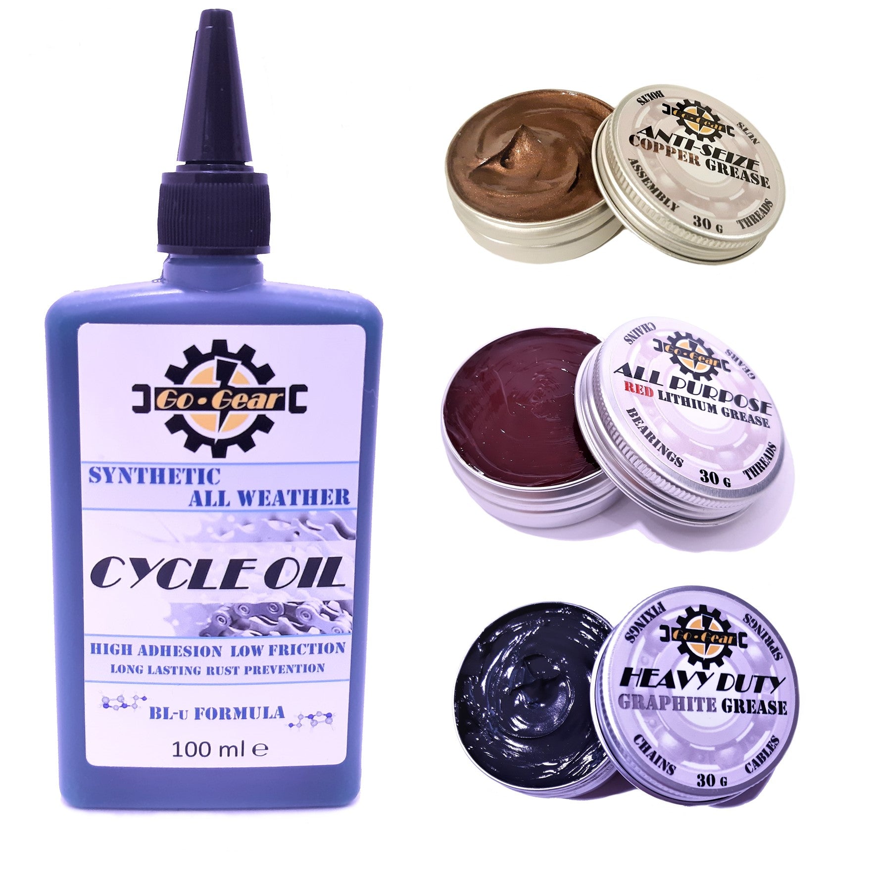 Grease & Oil Lube 4 Piece Multi-Pack For Bikes, Cycles, Cars, Bearings & Chains