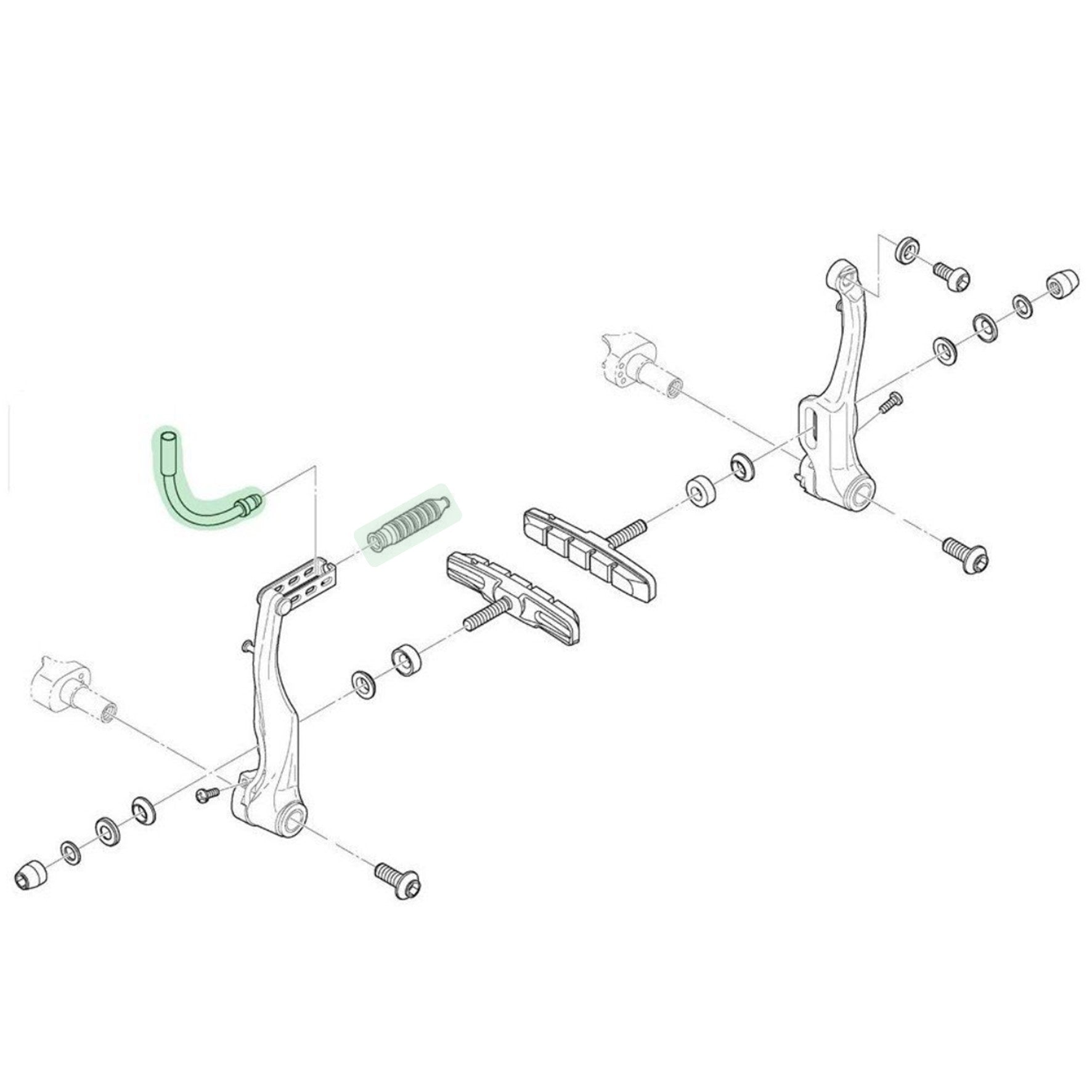 V Brake Alloy Noodles + Rubber Cable Gaiter (Pair)