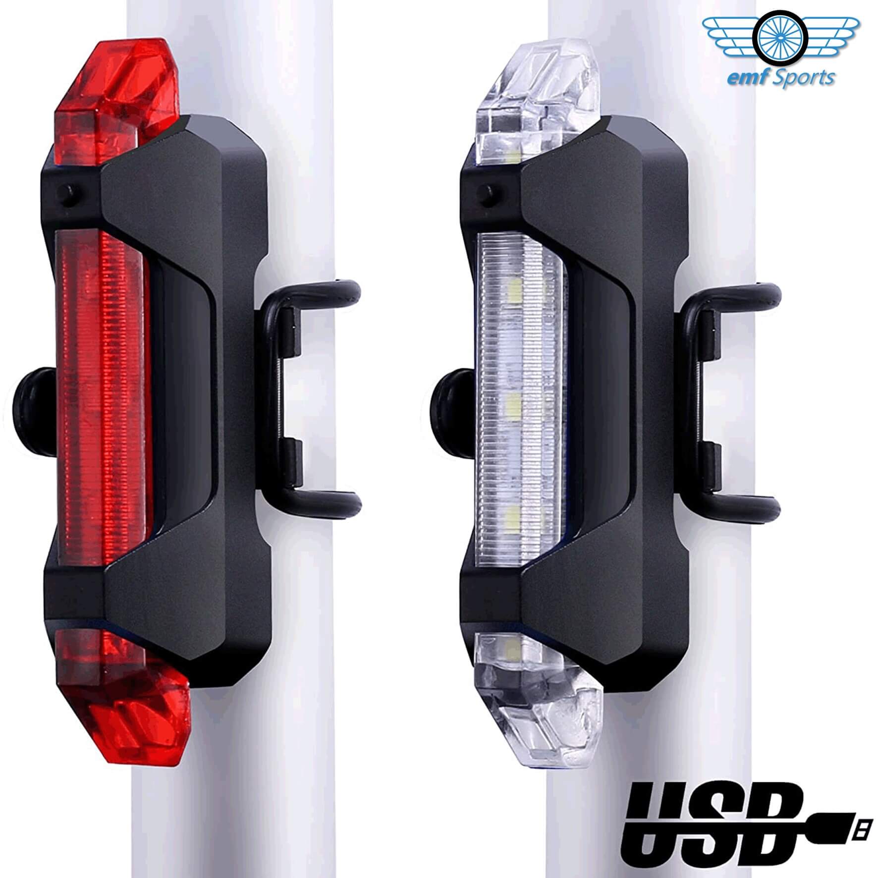 bike lights that charge as you pedal DC918 USB Rechargeable LED Bike Lights For Bicycles – emf Sports
